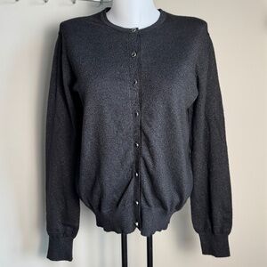 Dear Rose New York Lightweight Button Front Cardigan‎ Sweater Black Glitter XL